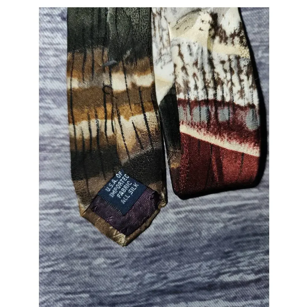 Donberry & Keats Multicolor Woodsy Made in USA 100% Silk‎ Neck Tie